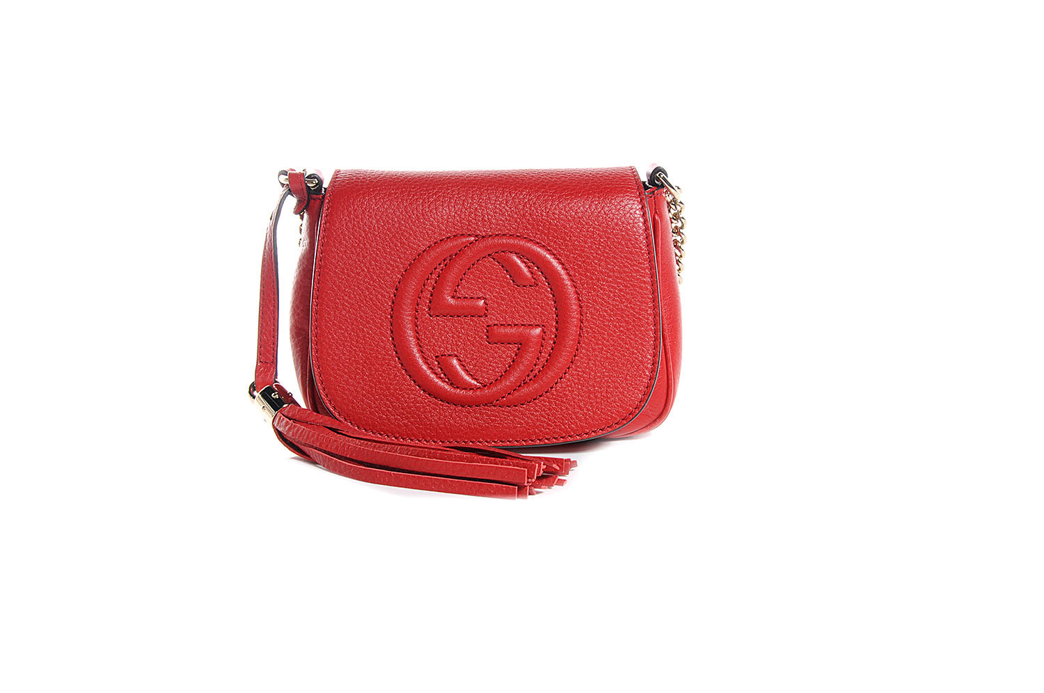 Gucci Pebbled Calfskin Small Soho Flap Crossbody Red 7 of 13