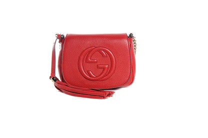 Gucci Pebbled Calfskin Small Soho Flap Crossbody Red 7 of 13