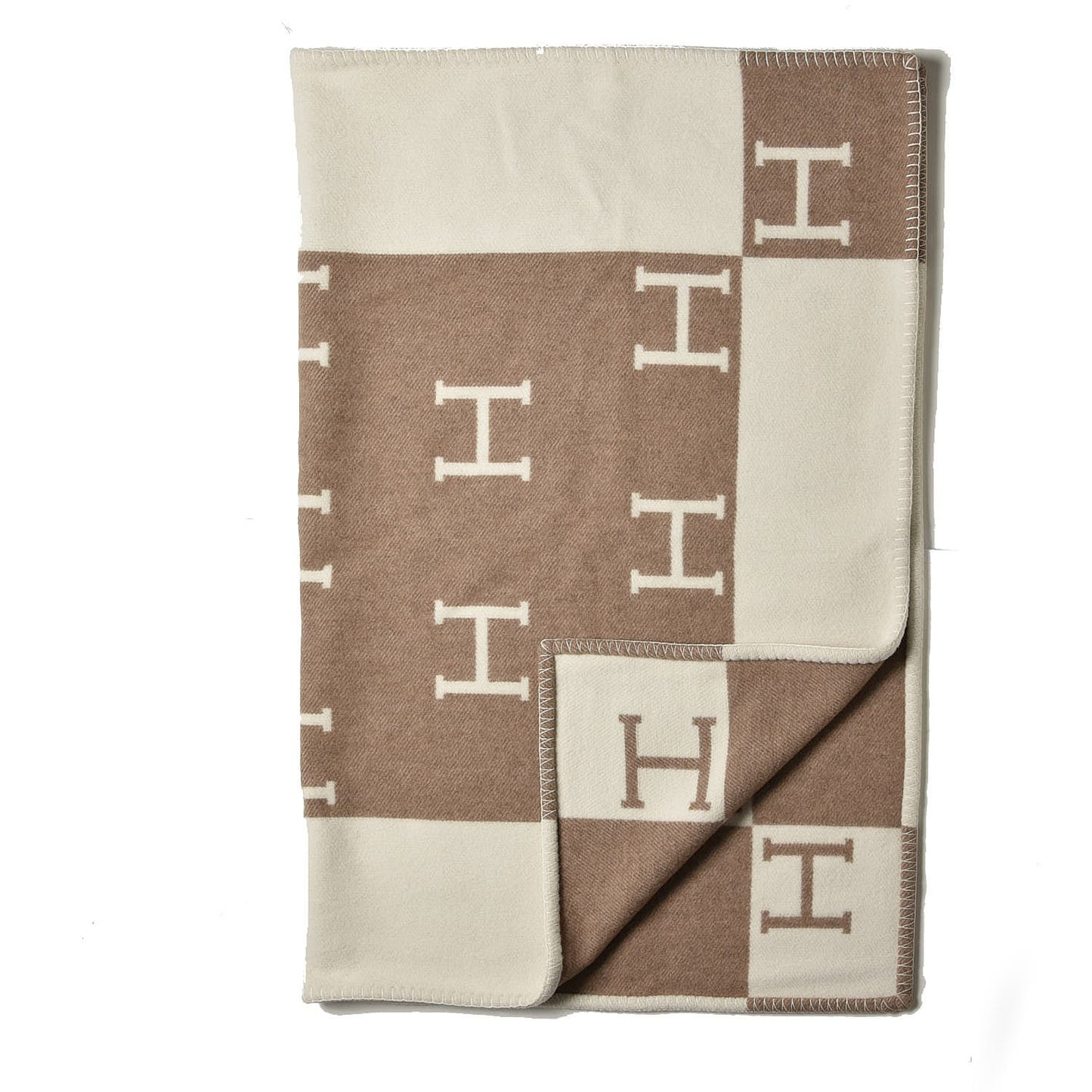 Wool Cashmere Avalon Baby Blanket Noisette Moyen White