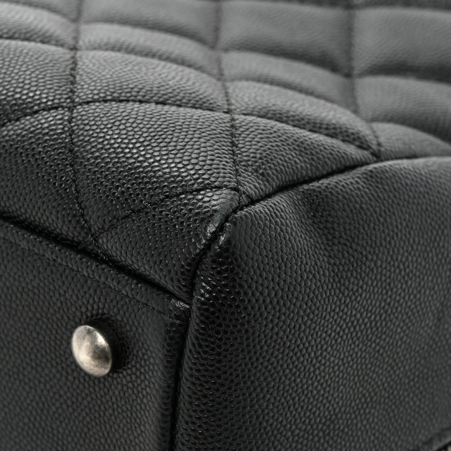 Caviar Lizard Quilted Coco Handle Bowler Black
