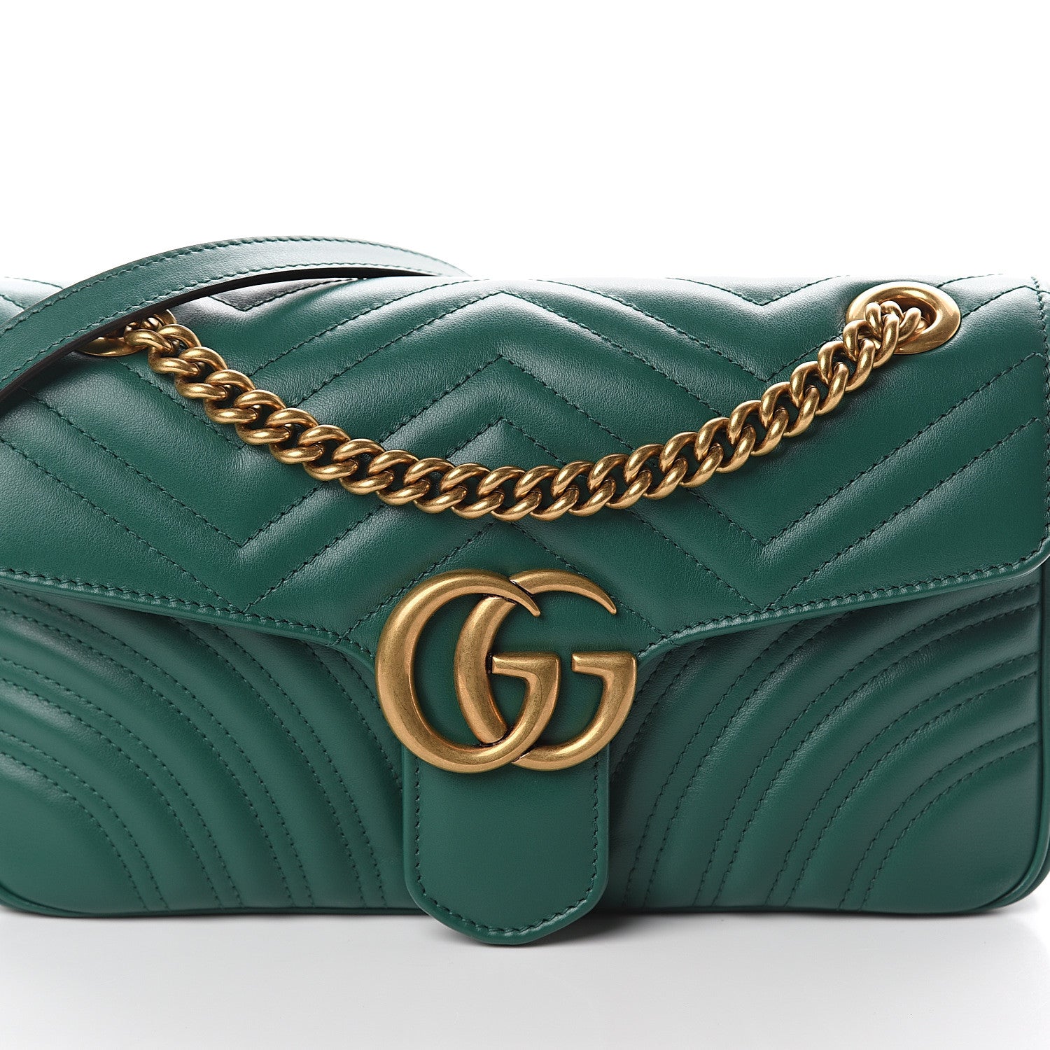 Gucci Calfskin Matelasse Small GG Marmont Shoulder Bag Emerald Green 6 of 8