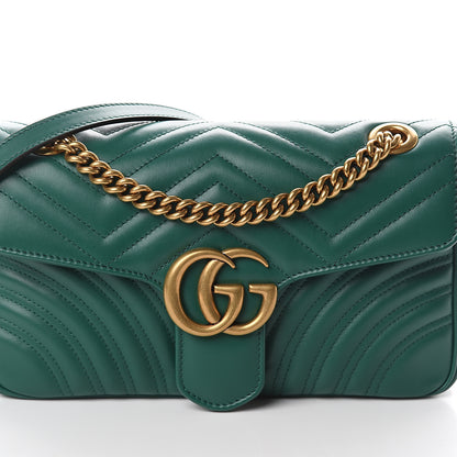 Gucci Calfskin Matelasse Small GG Marmont Shoulder Bag Emerald Green 6 of 8