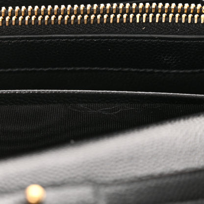 Saint Laurent Grain De Poudre Matelasse Chevron Monogram Chain Wallet Black 10 of 13
