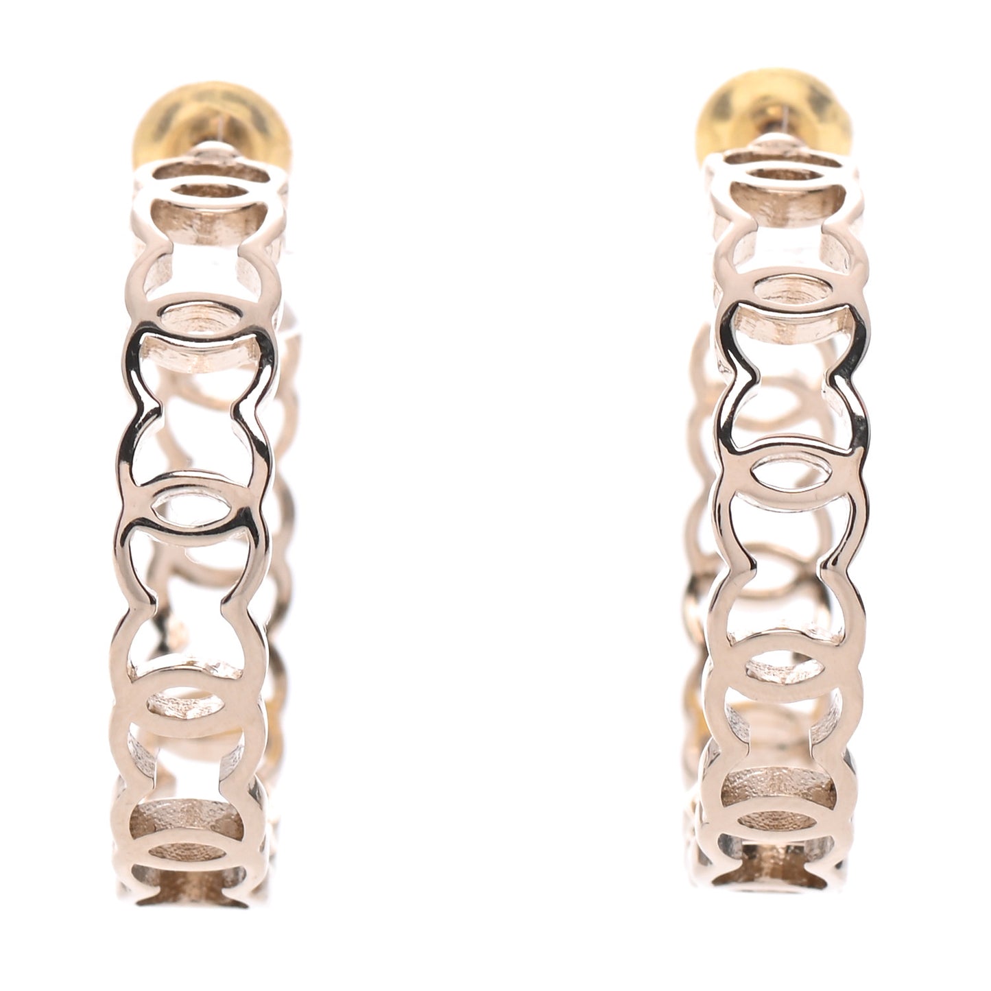 Metal CC Hoop Earrings Gold