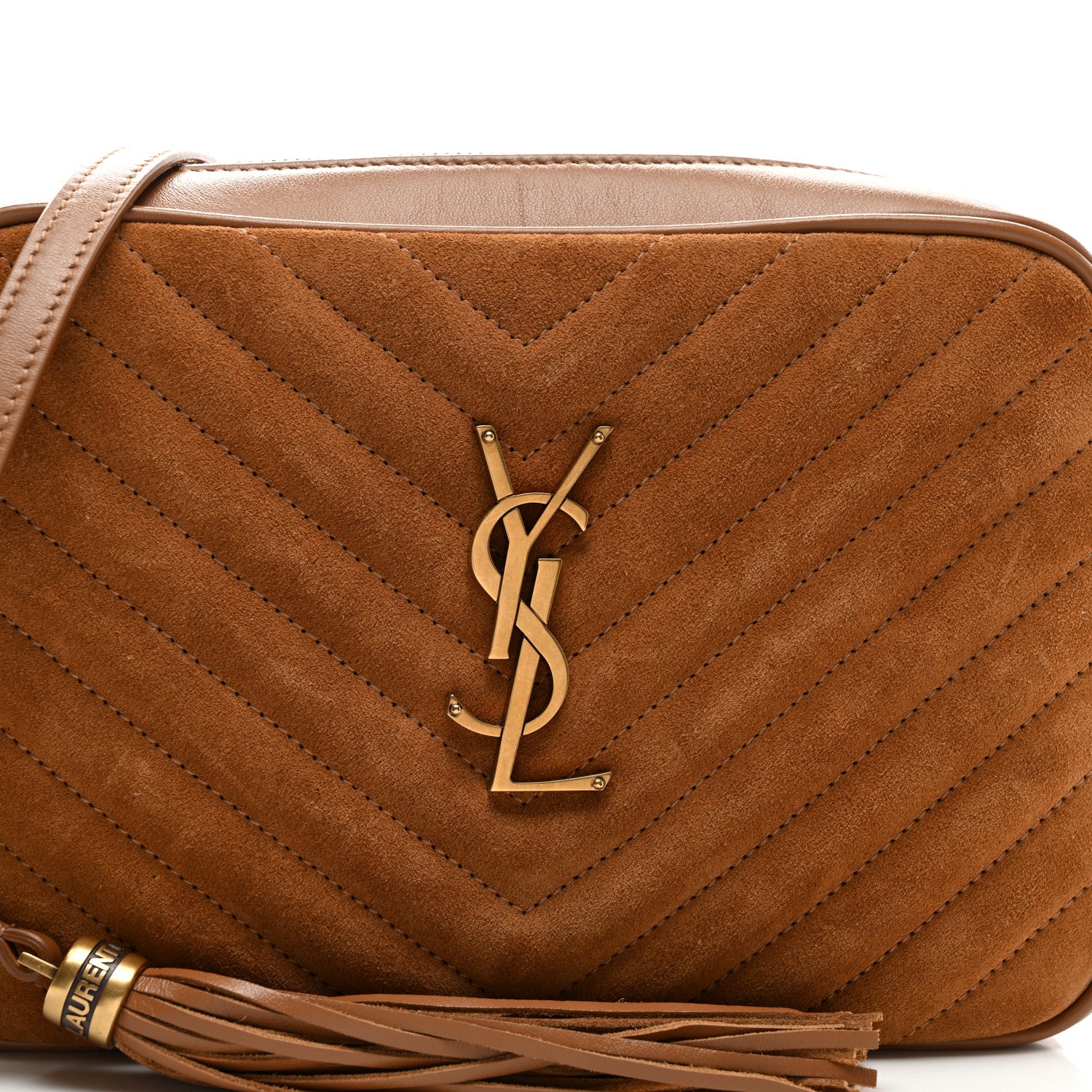 Saint Laurent Suede Matelasse Monogram Lou Camera Bag Cinnamon 8 of 11