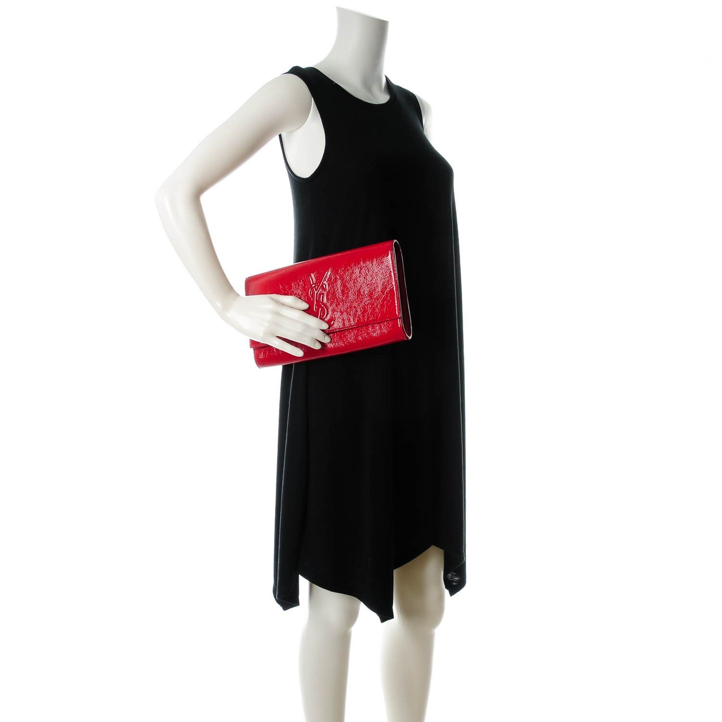 Textured Patent Monogram Large Belle De Jour Clutch Red