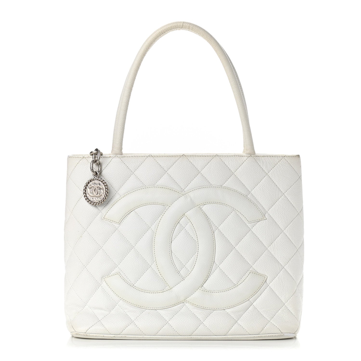 Chanel Caviar Quilted Medallion Tote White 1 of 10