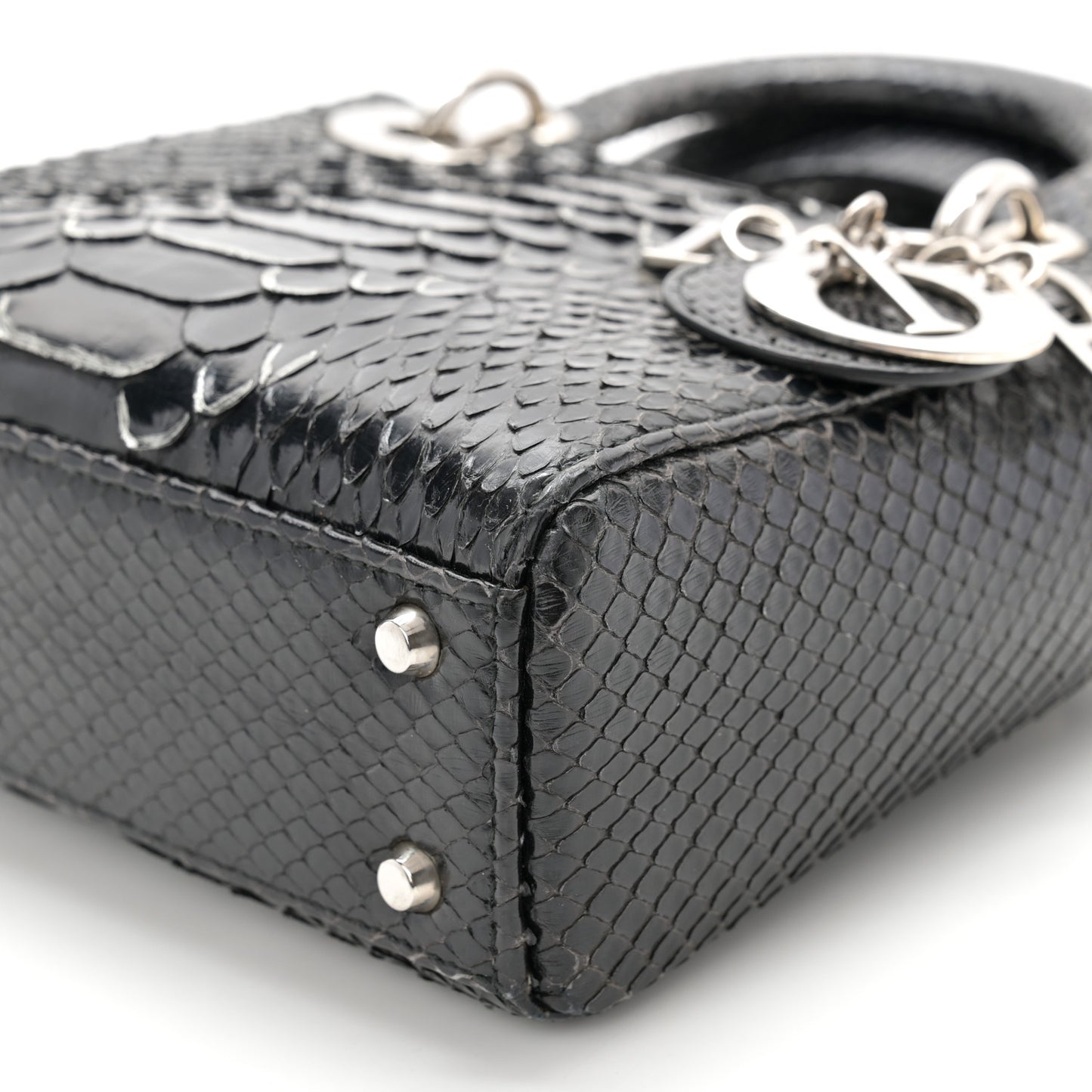 Snakeskin Mini Lady Dior Black