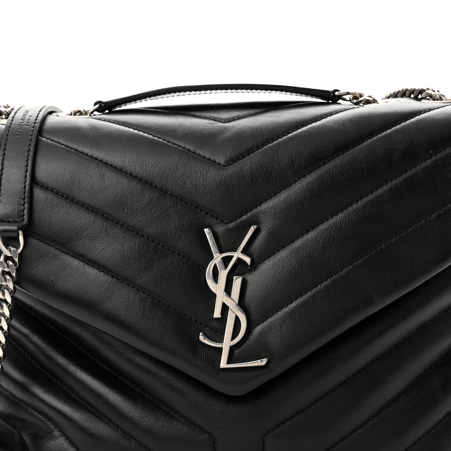 Saint Laurent Calfskin Y Quilted Monogram Medium Loulou Chain Satchel Black 8 of 10