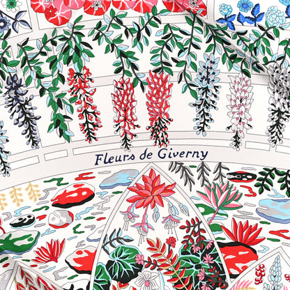 Hermes Silk Fleurs De Giverny Scarf 90 White Rouge Bleu 6 of 6