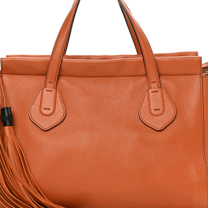 Gucci Pebbled Calfskin Large Lady Tassel Top Handle Bag Orange 8 of 22