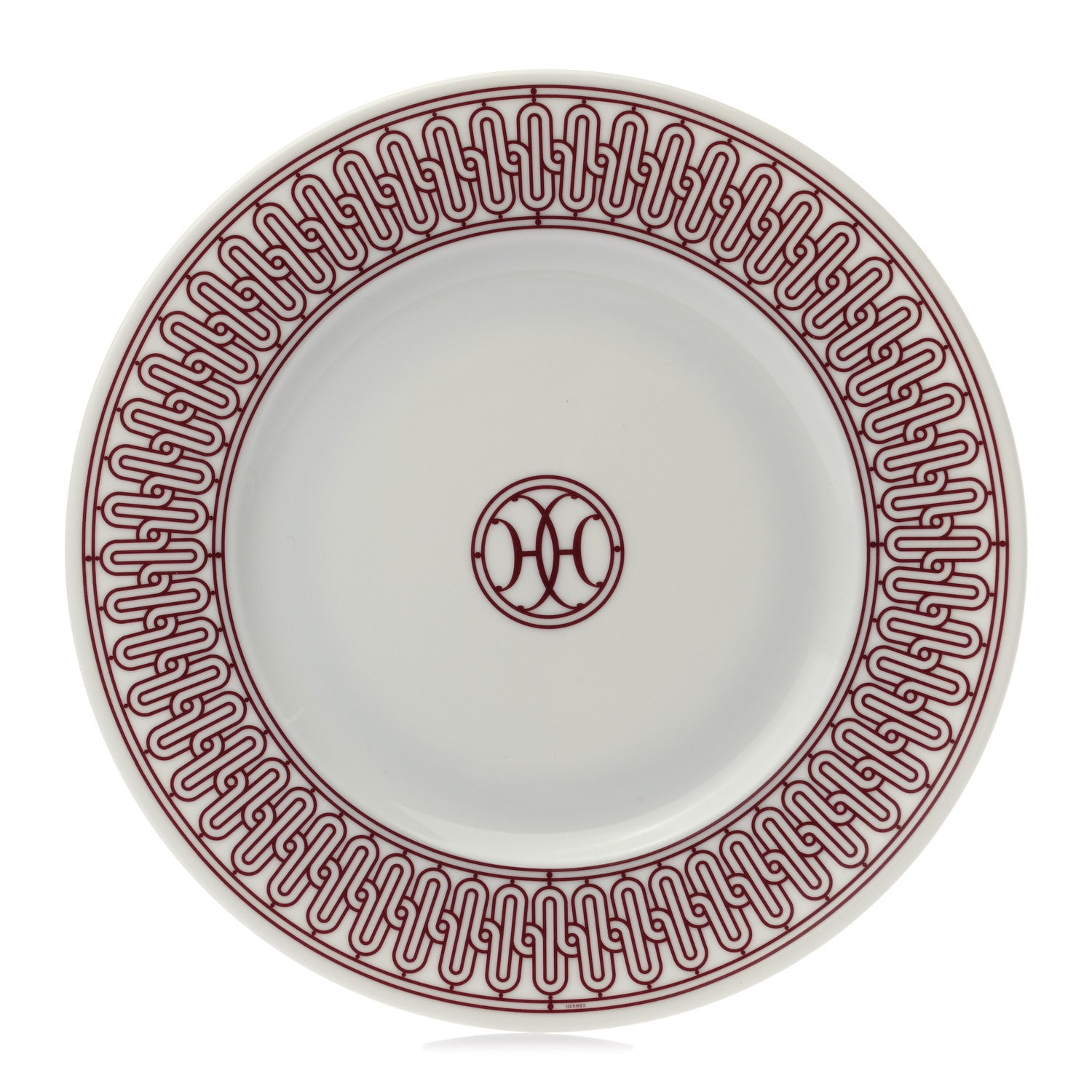 Hermes Porcelain H Deco Dessert Plate Rouge 1 of 7