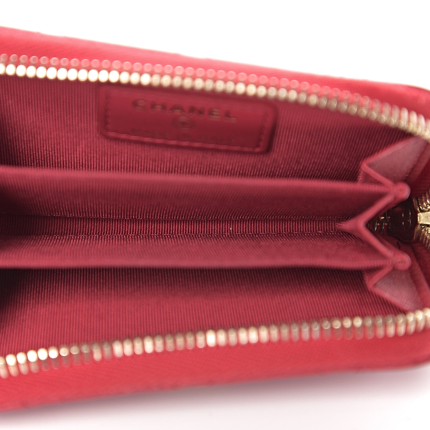 Lambskin Quilted Zip Around Coin Purse Wallet Dark Pink
