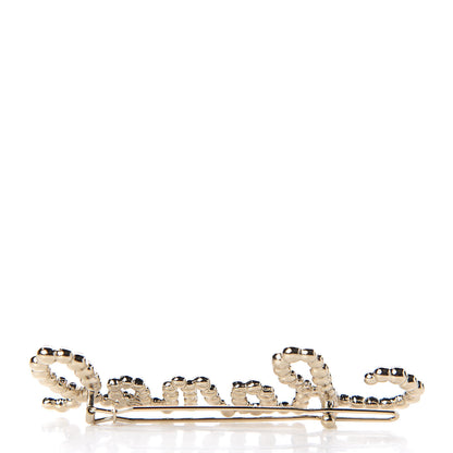 Chanel Metal Glass Swirling Pearls Hair Clip Gold 3 of 5