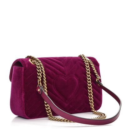 Gucci Velvet Matelasse Small GG Marmont Shoulder Bag Fuchsia Violet Cyclamen 3 of 7
