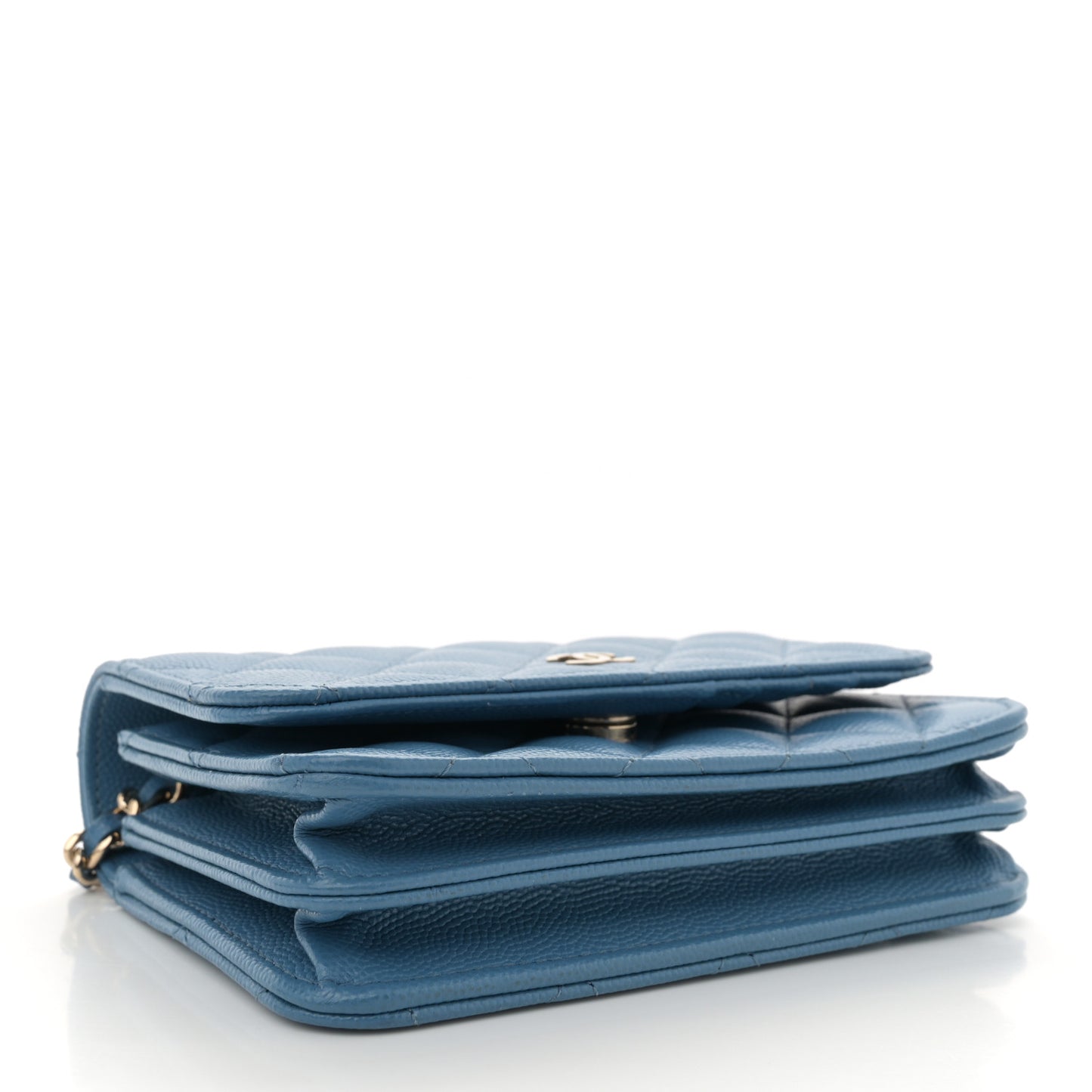 Caviar Quilted Mini Wallet On Chain WOC Blue