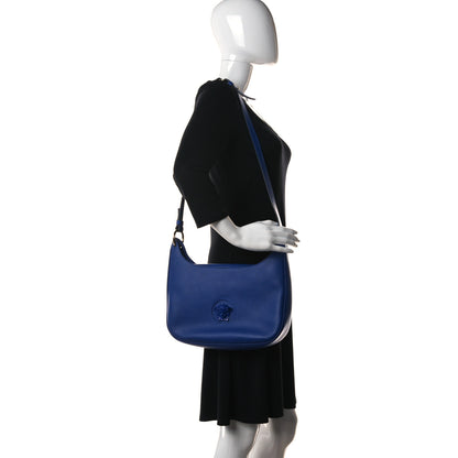 Versace Grained Calfskin La Medusa Shoulder Bag Lapis 2 of 9