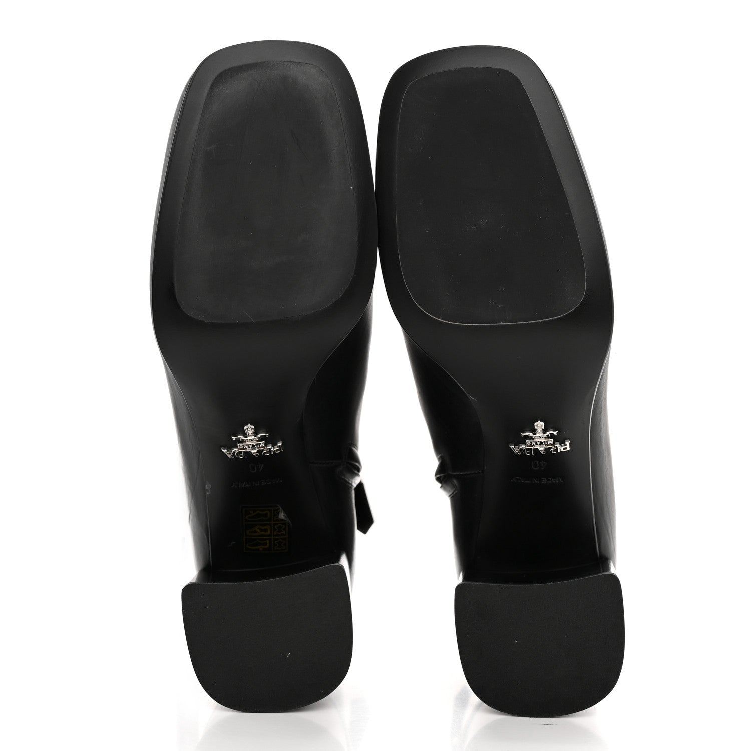 Prada Vitello Metal Triangle Logo Zip 65mm Boots 40 Black 5 of 10