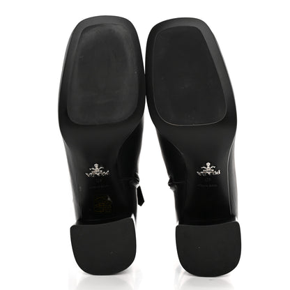 Prada Vitello Metal Triangle Logo Zip 65mm Boots 40 Black 5 of 10