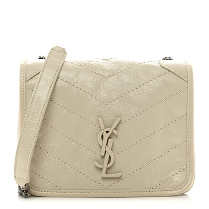 Saint Laurent Crinkled Calfskin Matelasse Monogram Niki Chain Wallet Crema Soft 1 of 9