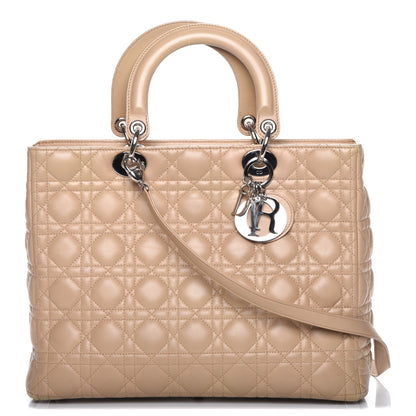 Christian Dior Lambskin Cannage Large Lady Dior Beige 1 of 8