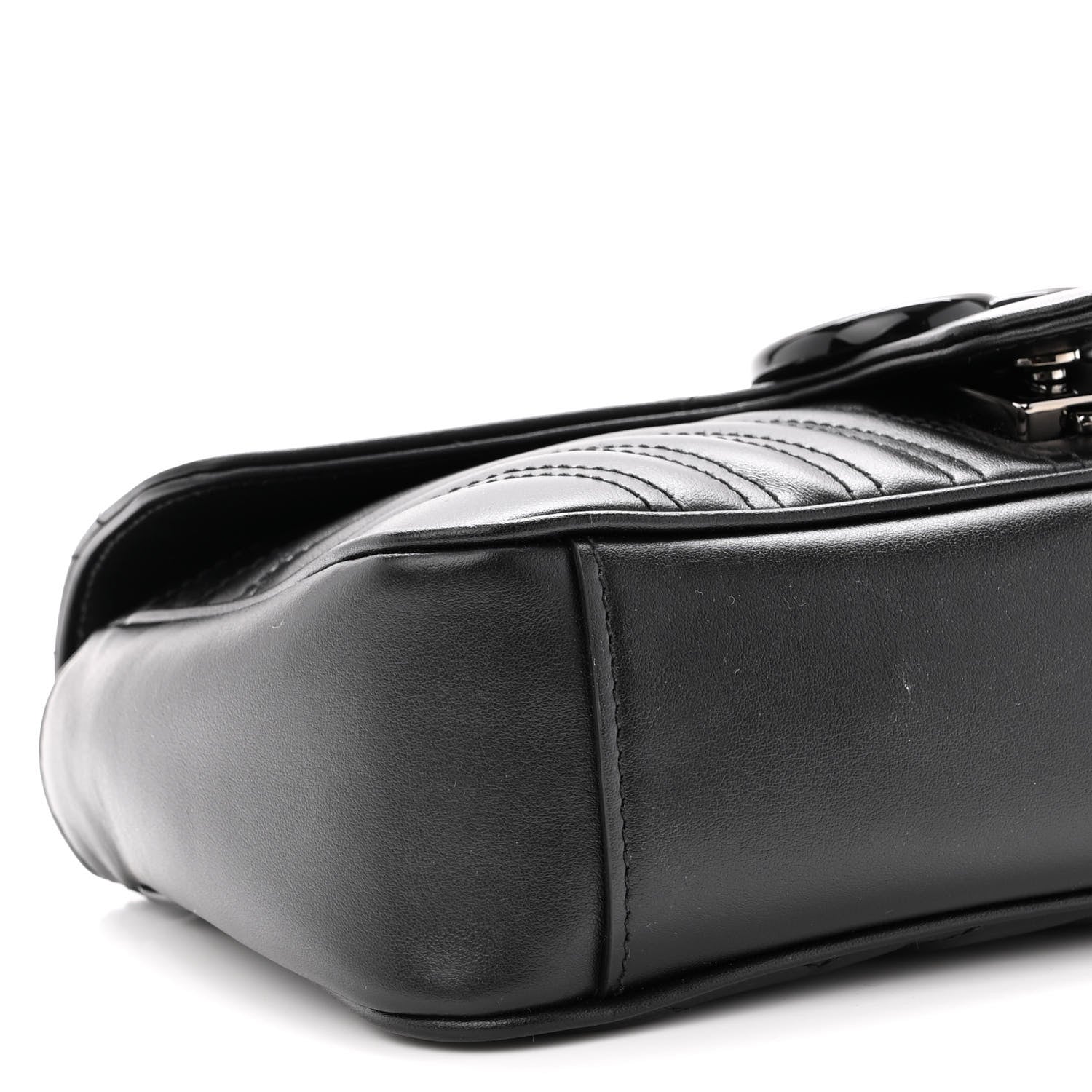 Gucci Calfskin Matelasse Monochrome Small GG Marmont Shoulder Bag Black 7 of 8