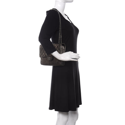 Chanel Metallic Crackled Calfskin Medium Clam's Pocket Flap Dark Silver 2 of 10