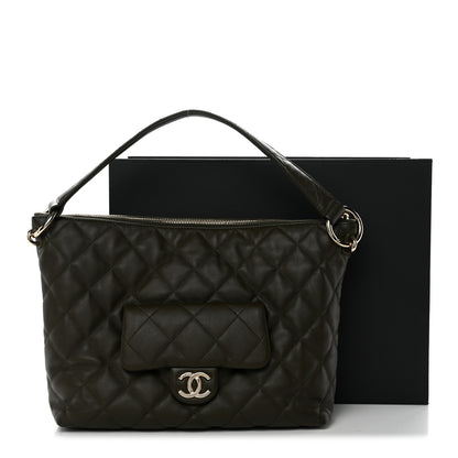 Chanel Calfskin Quilted Coco Mellow Hobo Khaki 11 of 11