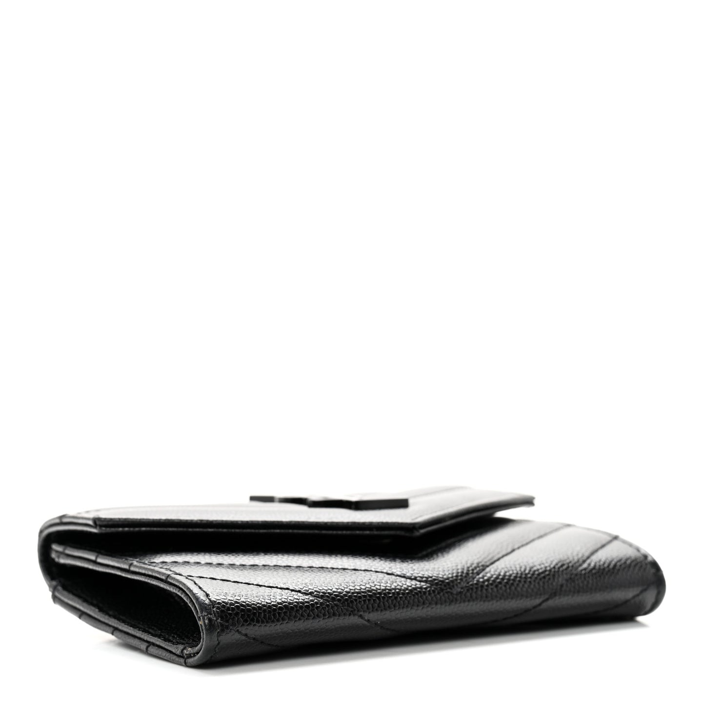 Grain De Poudre Matelasse Chevron Small Monochrome Monogram Envelope Wallet Black