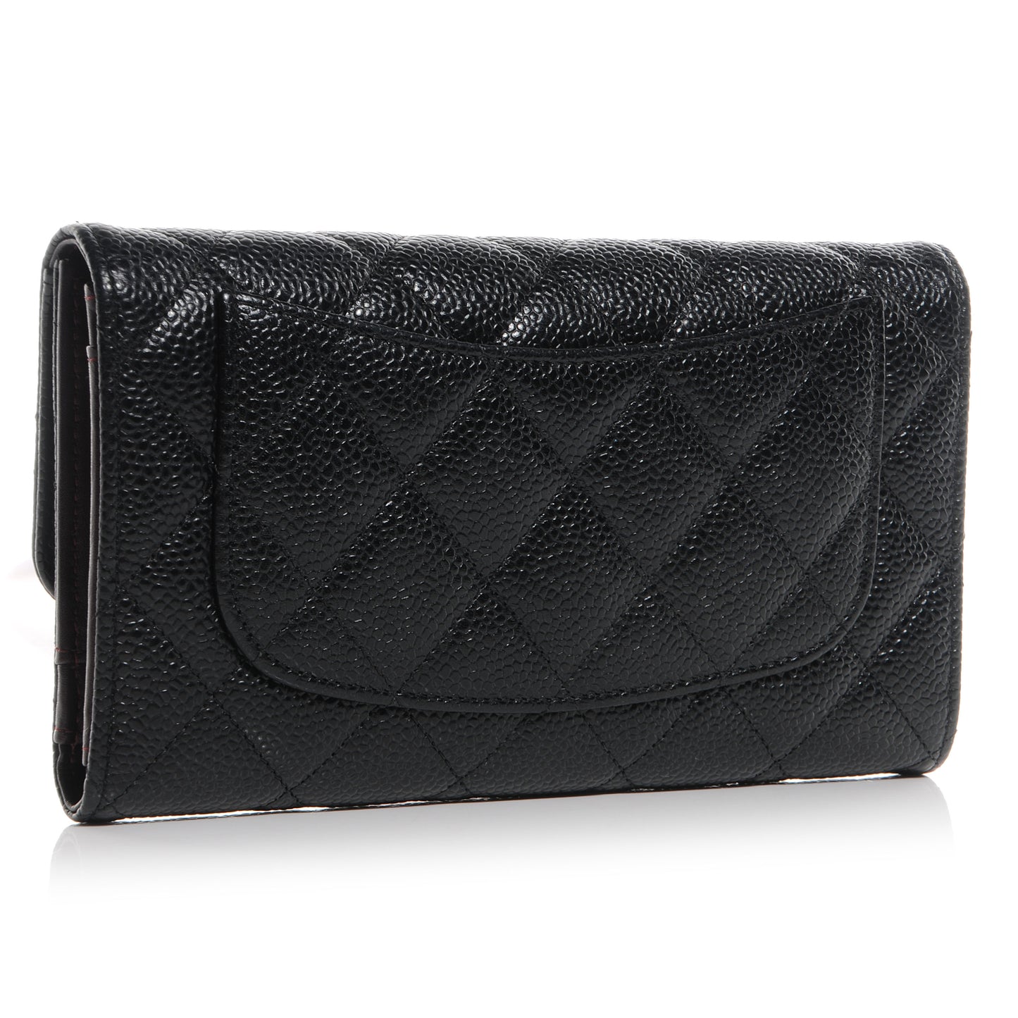 Caviar Quilted Long Flap Wallet Black