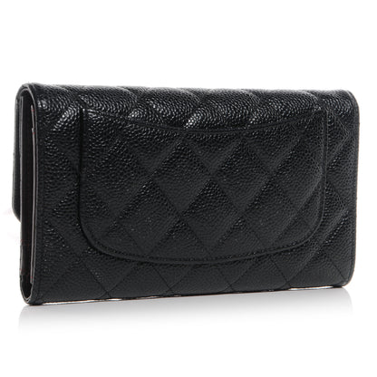 Chanel Caviar Quilted Long Flap Wallet Black 3 of 8