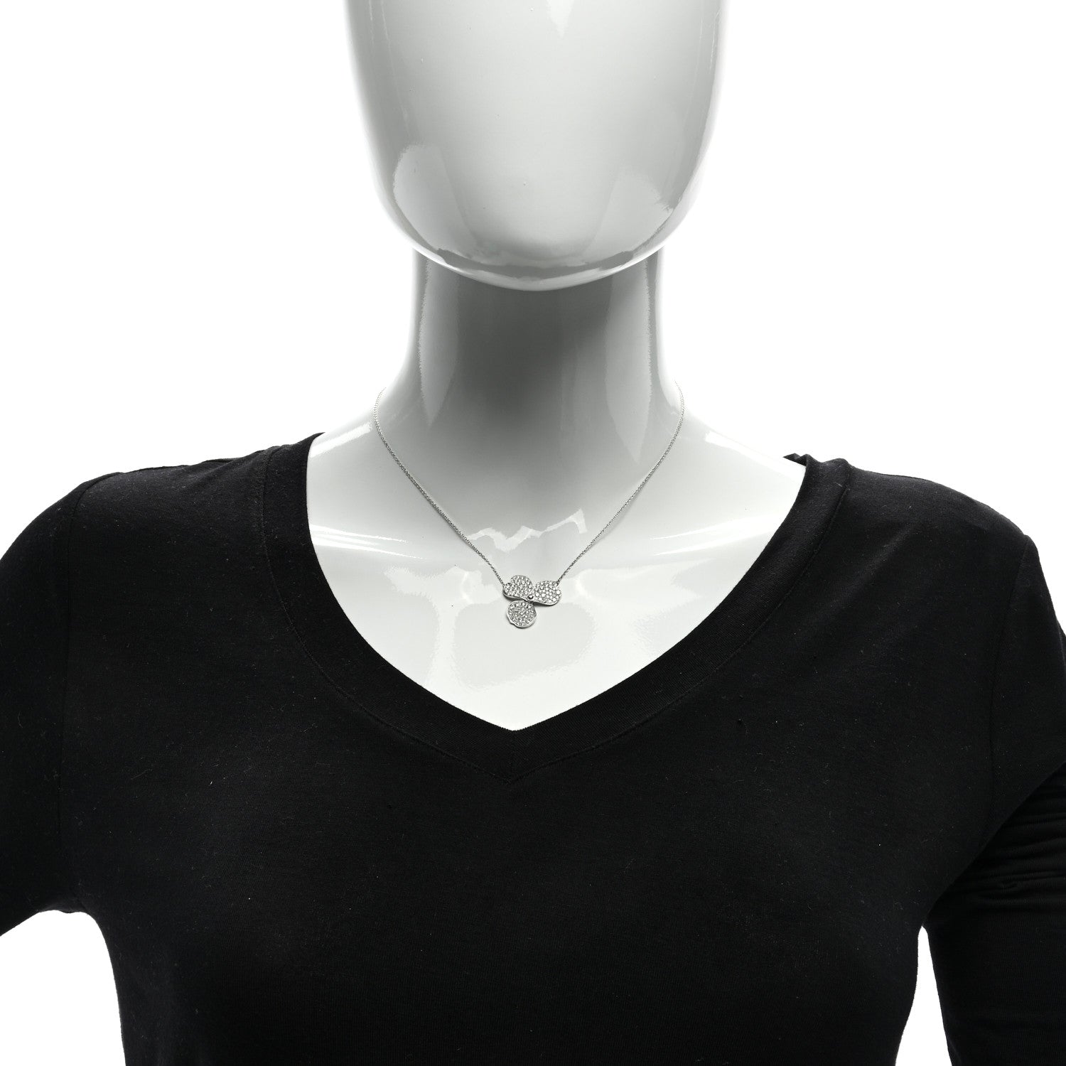 Tiffany Platinum Diamond Large Paper Flowers Pave Pendant Necklace 2 of 5