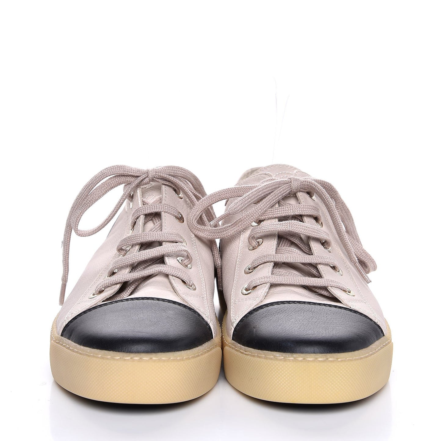 Calfskin Lace Up Cap Toe Sneakers 40 Pink Black