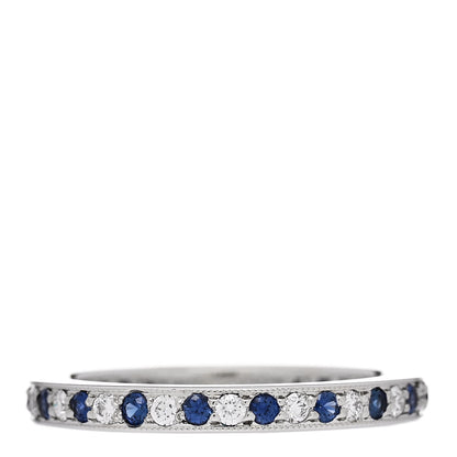 Tiffany Platinum Diamond Blue Sapphire Legacy Eternity Band Ring 49 4.75 1 of 5