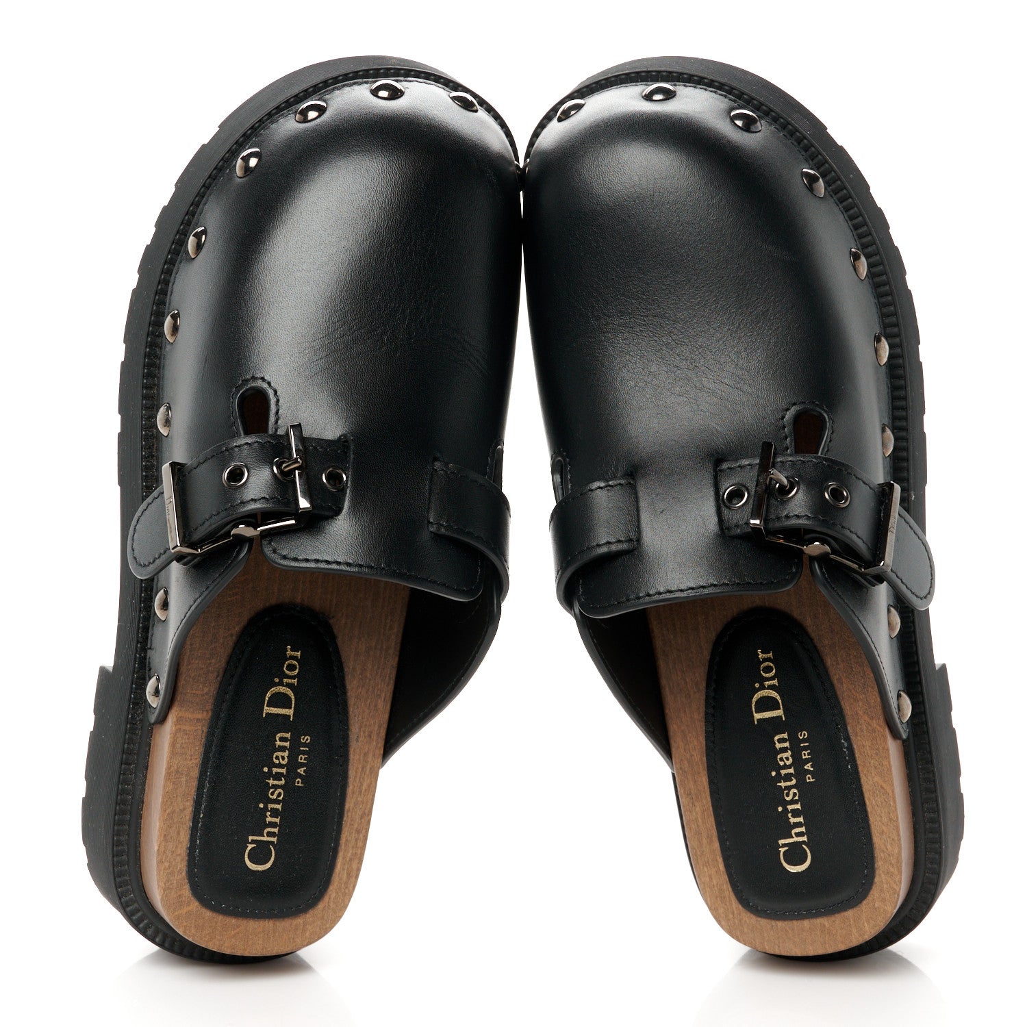 Christian Dior Calfskin Diorquake Buckled Lug Sole 15mm Clogs 37 Black 2 of 9