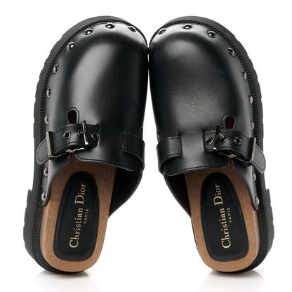 Christian Dior Calfskin Diorquake Buckled Lug Sole 15mm Clogs 37 Black 2 of 9