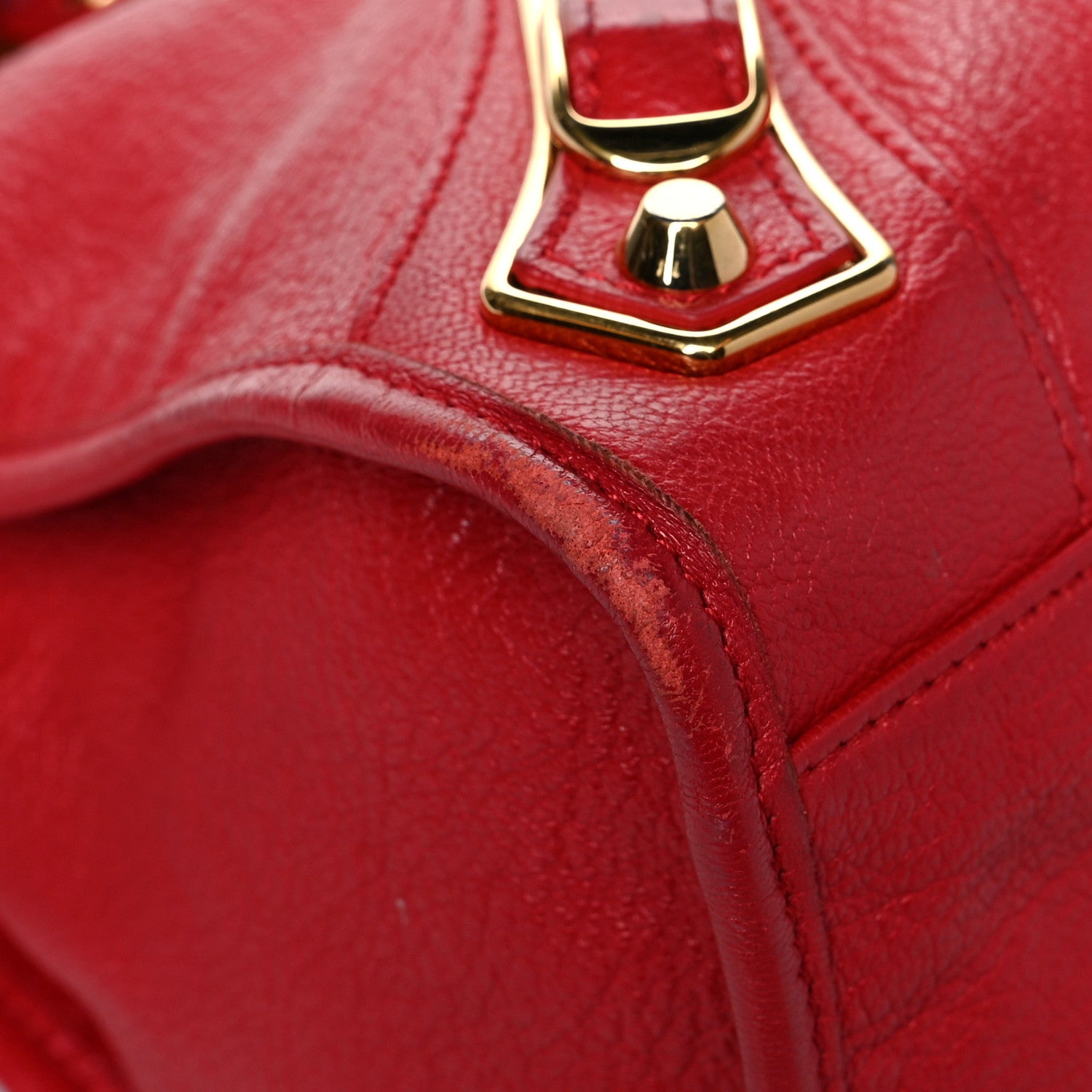 Balenciaga Chevre Gold Metallic Edge Hardware City Rouge Grenade 9 of 14