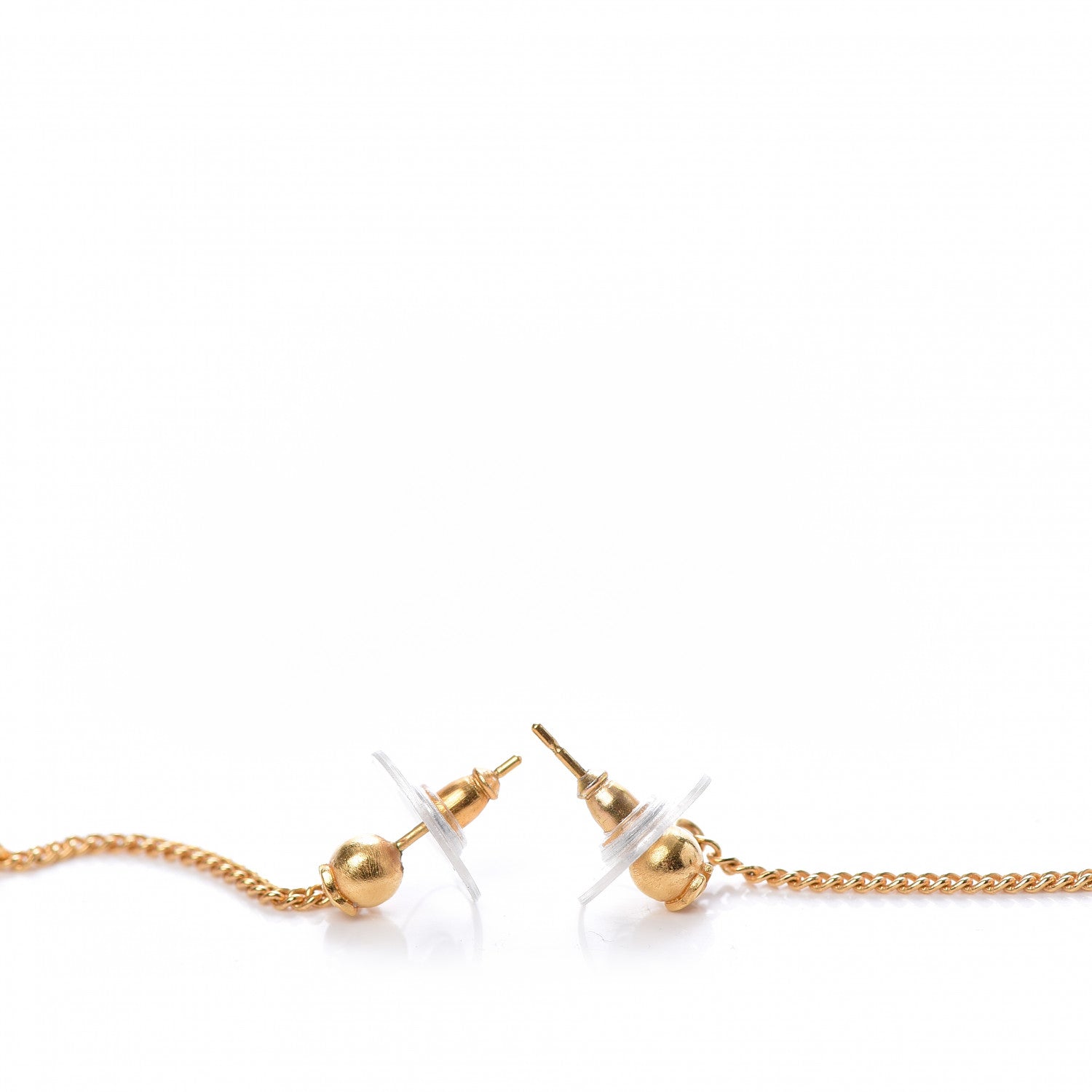 Chanel CC Drop Earrings Matte Gold 3 of 4