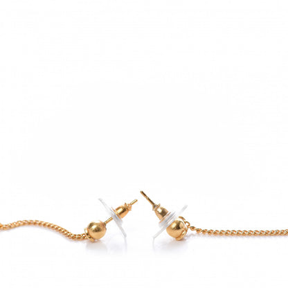 Chanel CC Drop Earrings Matte Gold 3 of 4