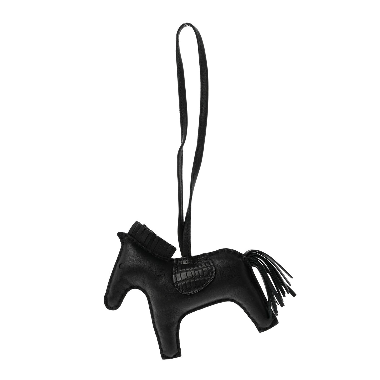 Milo Lambskin Matte Alligator Touch Grigri Rodeo Horse Bag Charm MM So Black