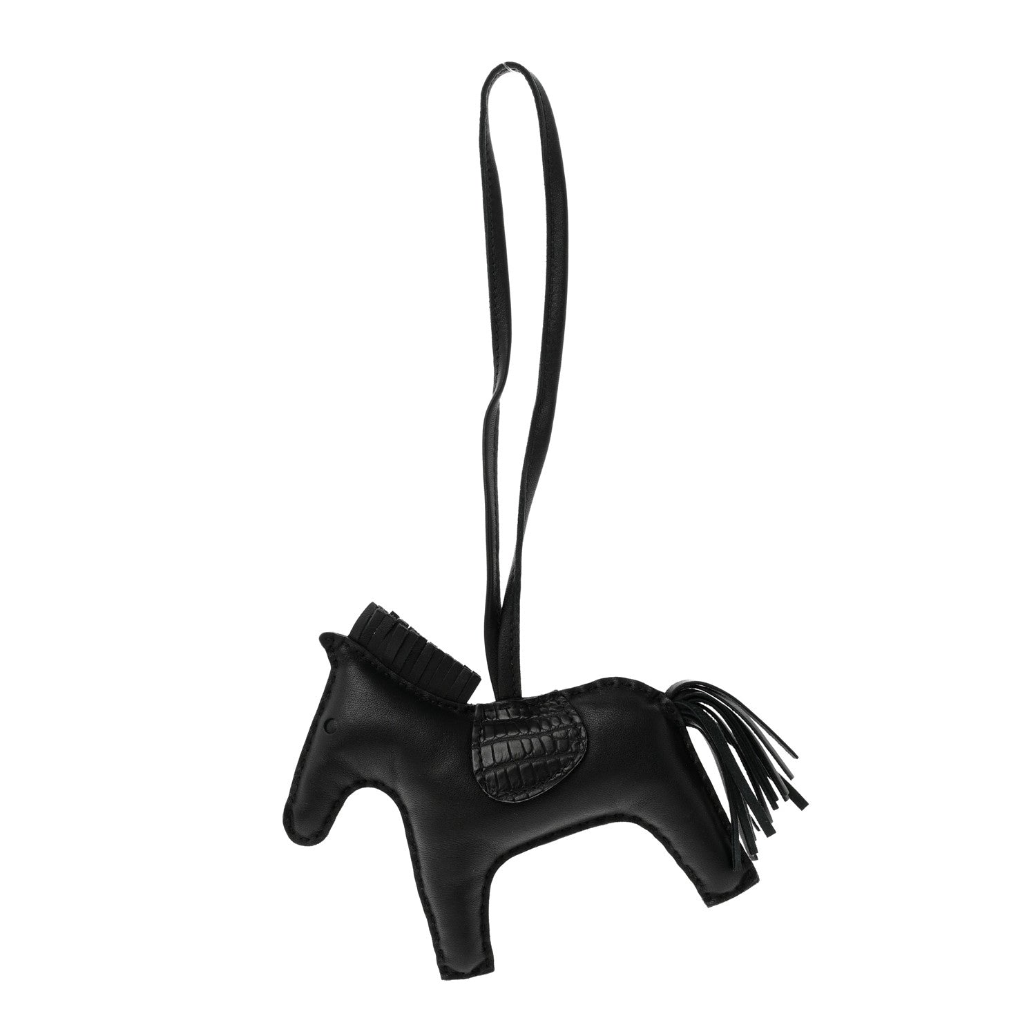 Hermes Milo Lambskin Matte Alligator Touch Grigri Rodeo Horse Bag Charm MM So Black 1 of 5