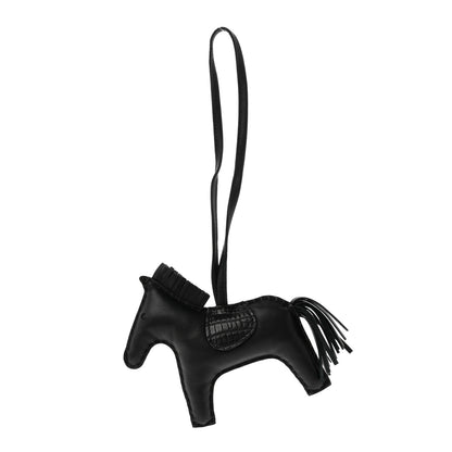 Hermes Milo Lambskin Matte Alligator Touch Grigri Rodeo Horse Bag Charm MM So Black 1 of 5