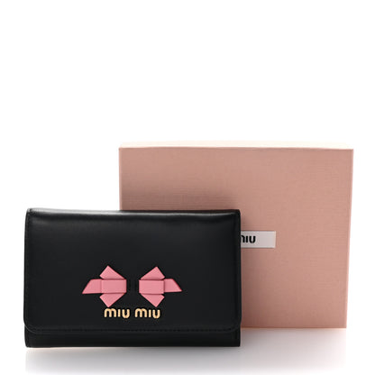Miu Miu Soft Calf Fiocco Bow Wallet Black Petalo 8 of 8