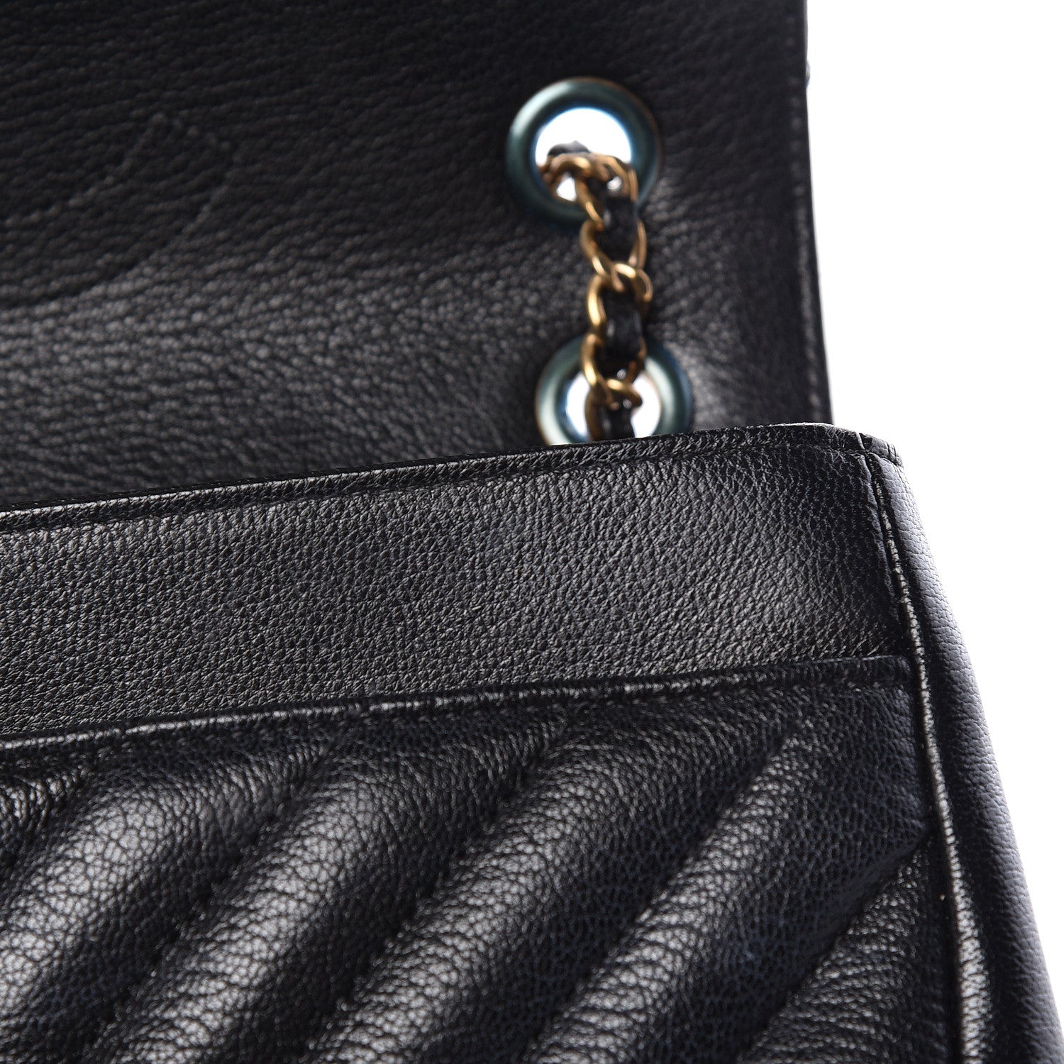 Chanel Shiny Goatskin Diagonal Quilted Small Flap Black 9 of 13