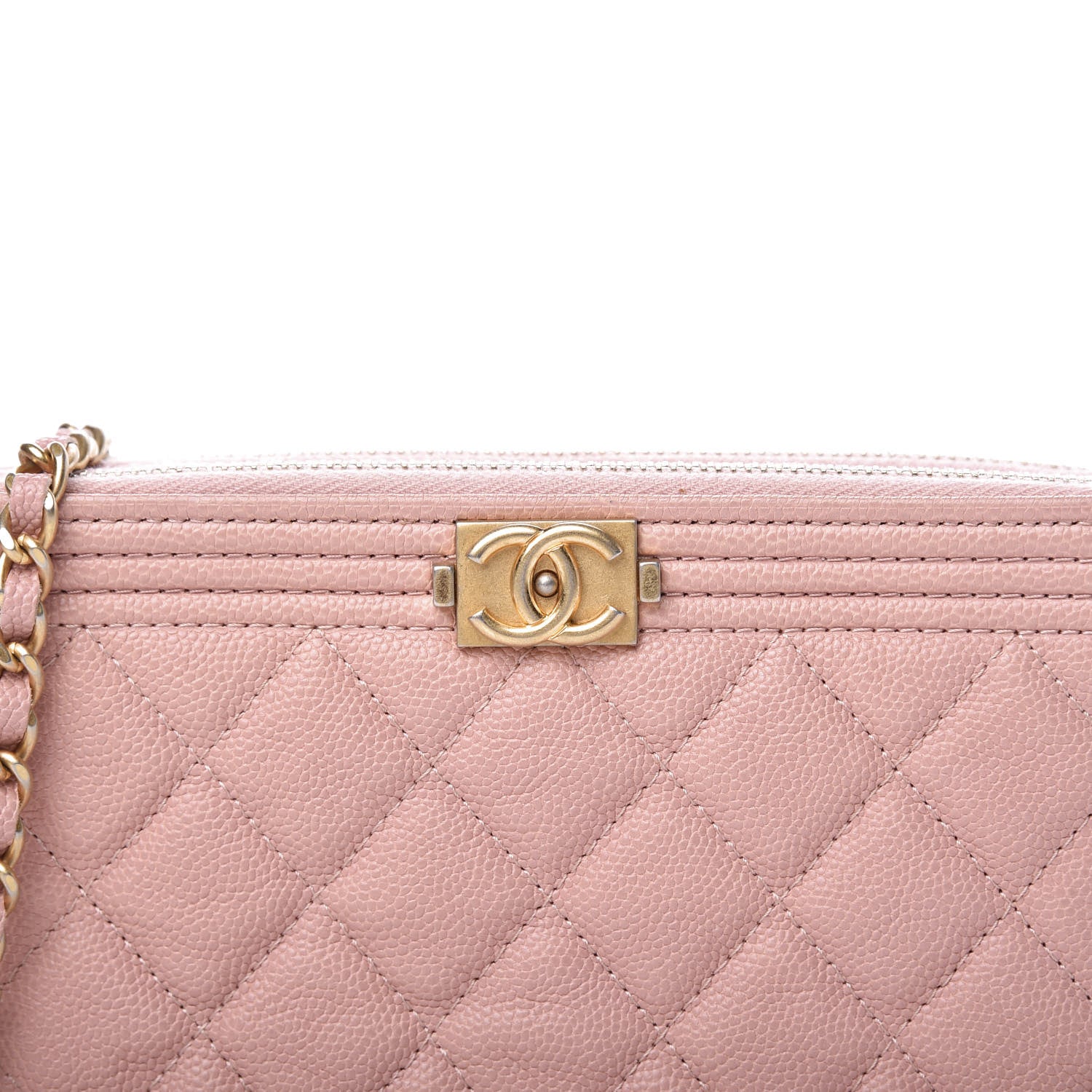 Chanel Caviar Quilted Small Boy Clutch With Chain Pink 10 of 11