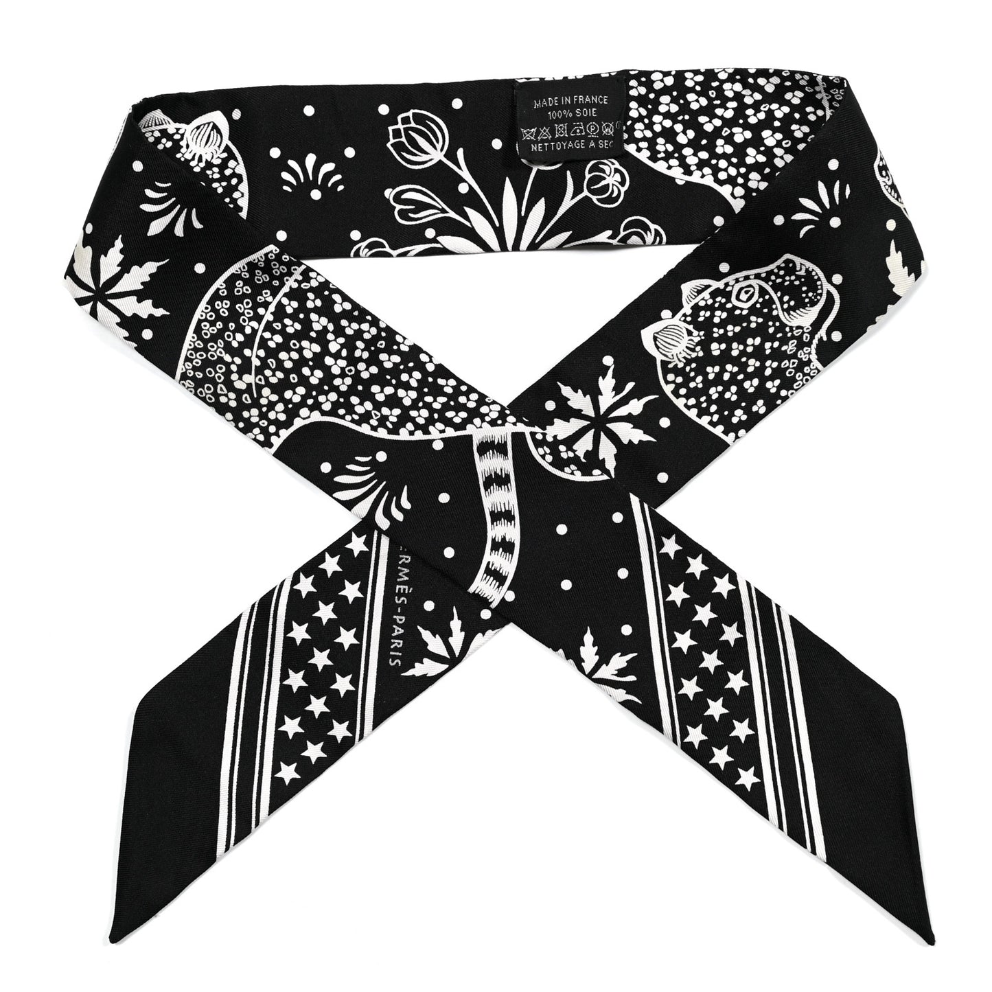 Silk Les Leopards Twilly Black White