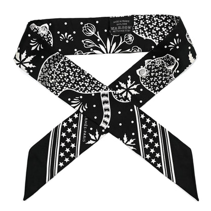 Hermes Silk Les Leopards Twilly Black White 1 of 5