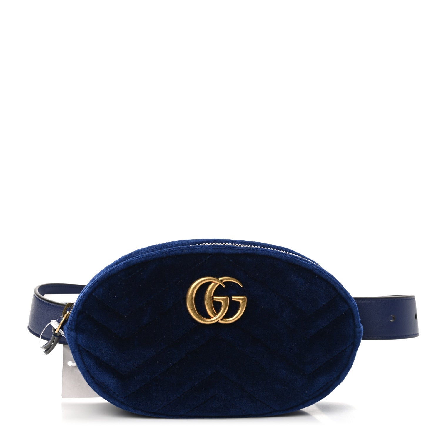 Gucci Velvet Matelasse GG Marmont Belt Bag 65 26 Cobalt Blue 1 of 10