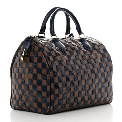 Louis Vuitton Damier Paillettes Speedy 30 Blue 3 of 11