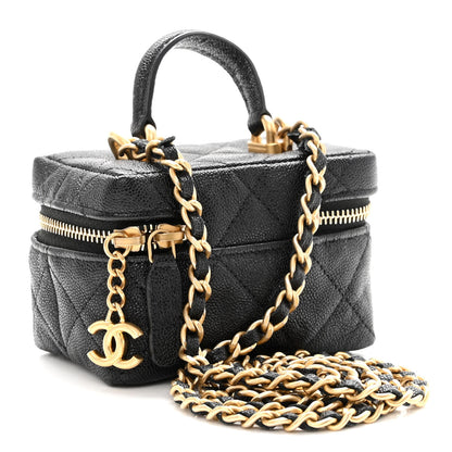 Chanel Caviar Quilted Mini Top Handle Vanity With Chain Black 3 of 11